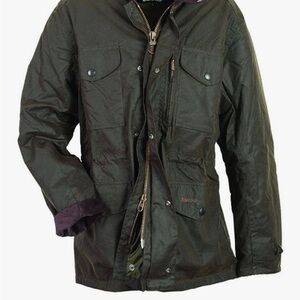 Barbour Men's Dark Green/Olive Field Jacket- Wax Coated 100% Cotton